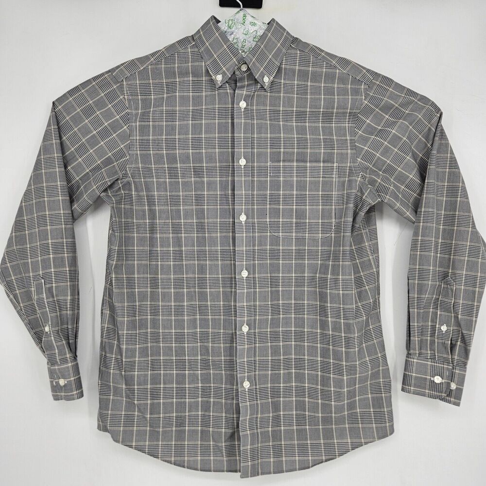 Roundtree & Yorke Shirt Mens Small Black Brown EZ Gold Label Non Iron Button S